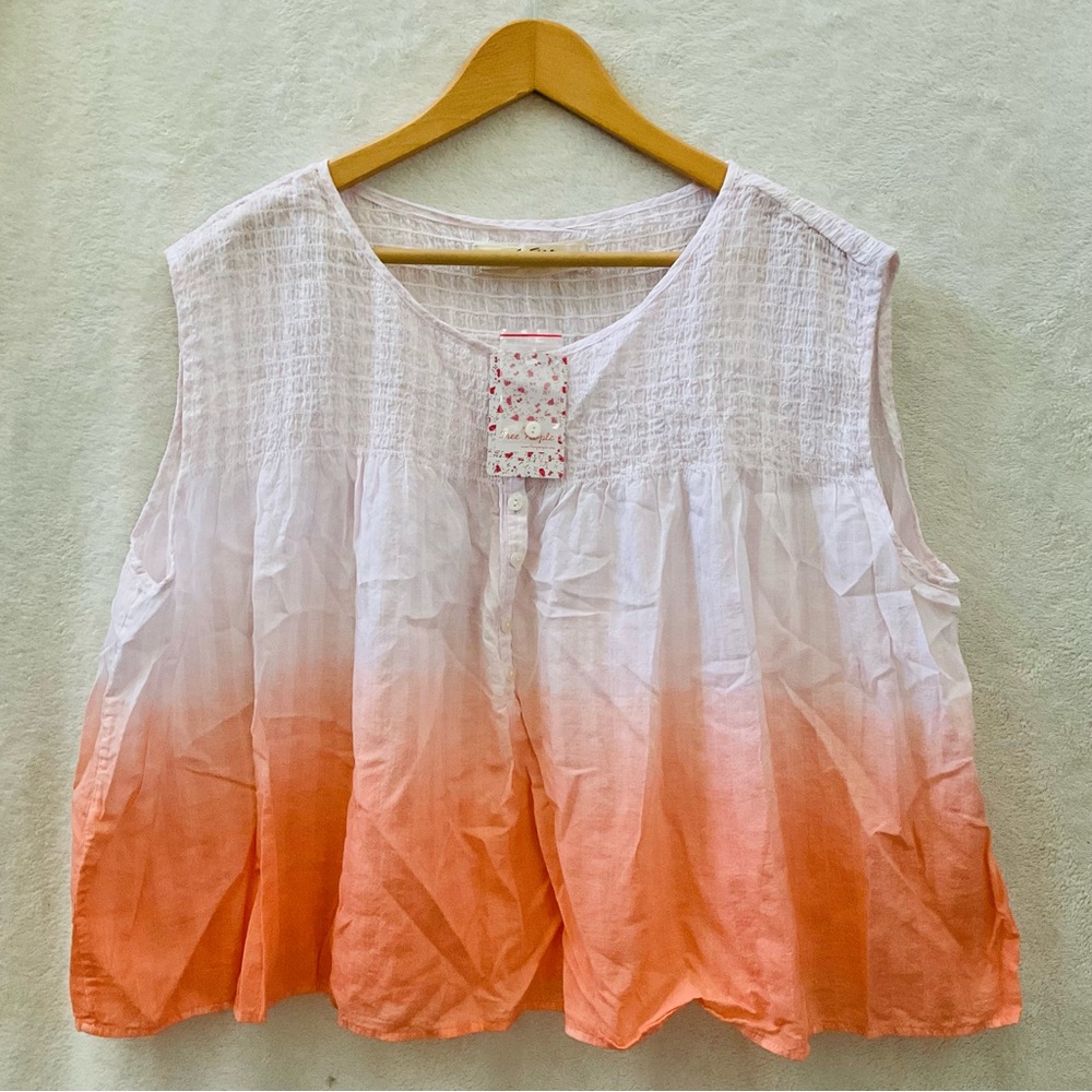 NWT FREE PEOPLE Oversized Ombré Stripe Sleeveless Top Sz Small OB776355